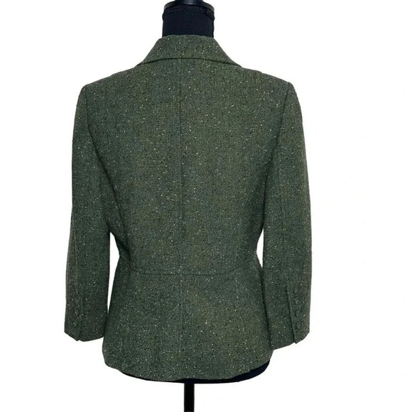 Daisy Fuentes‎ size 8 olive green tweed 1 button fitted blazer - Picture 3 of 9